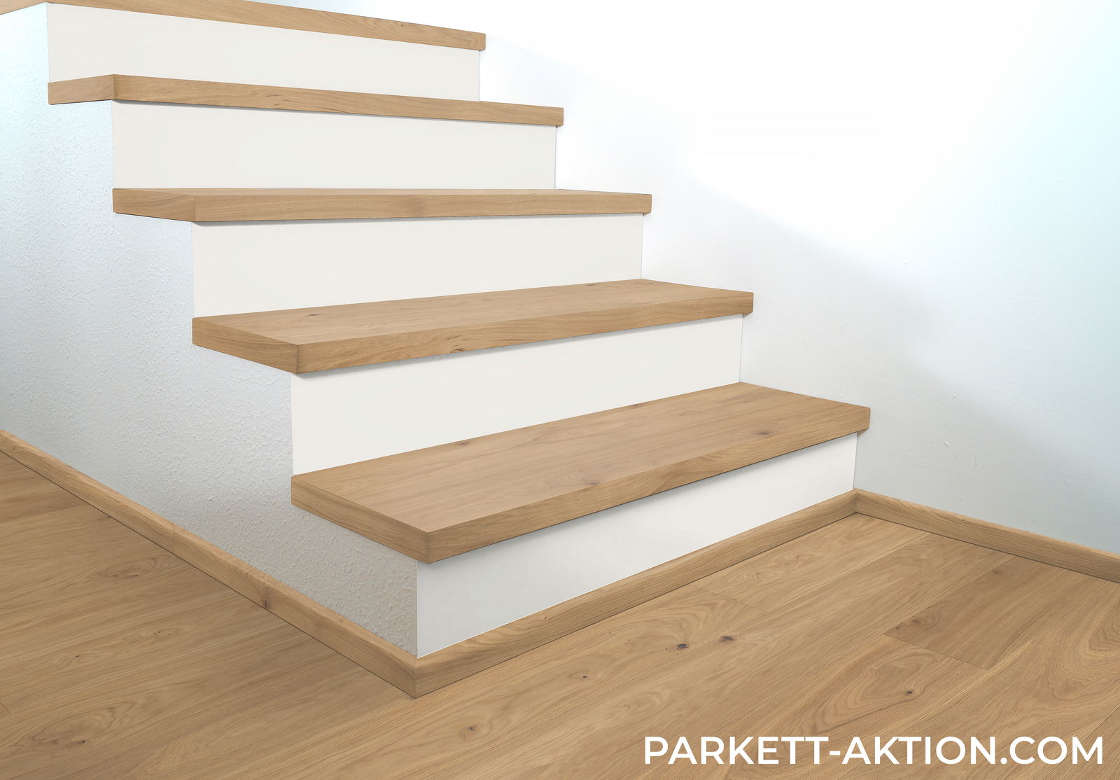 Parkett Treppenkantenprofil "home" zu Artikel 110800 Landhausdielen Eiche astig gebürstet leicht weiß geölt