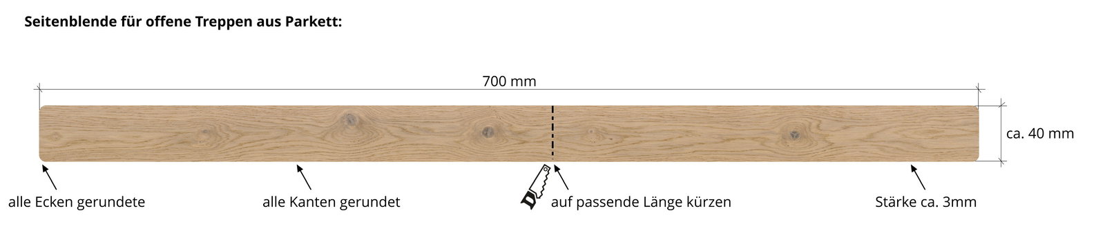 Seitenblende für offene Treppen aus Parkett 202204
