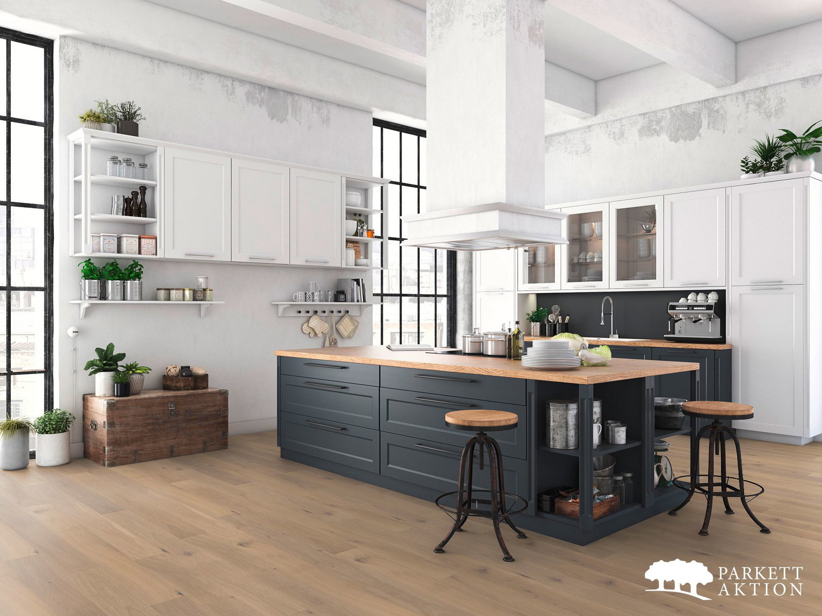 Parkett Dielen Eiche gebürstet weiss