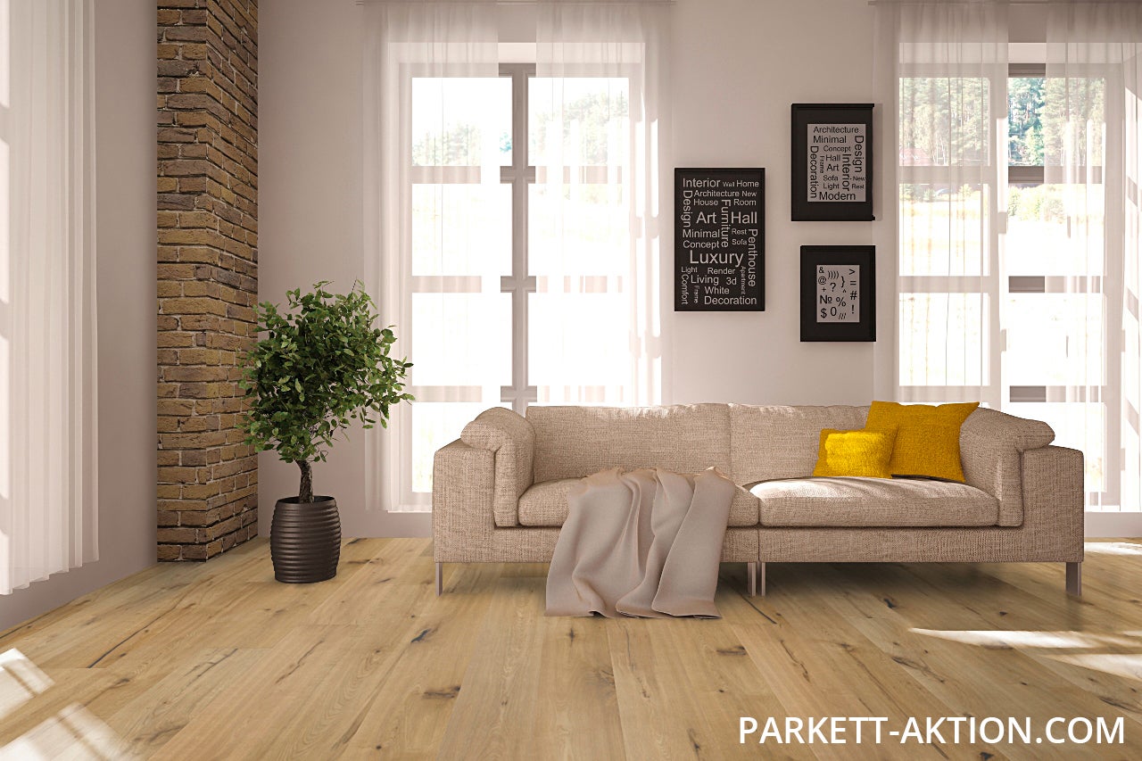 Klickparkett Wildeiche hell handgehobelt geölt 190 mm