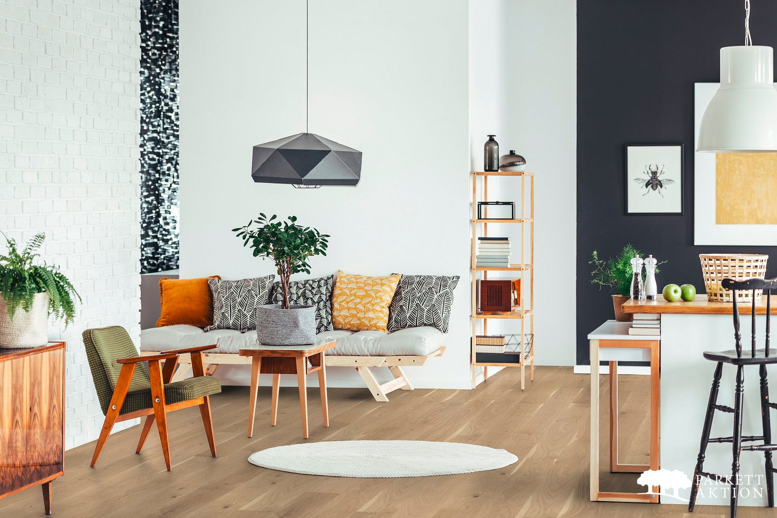 Landhausdielen Eiche hell Klickparkett astig markant weiss geölt gebürstet