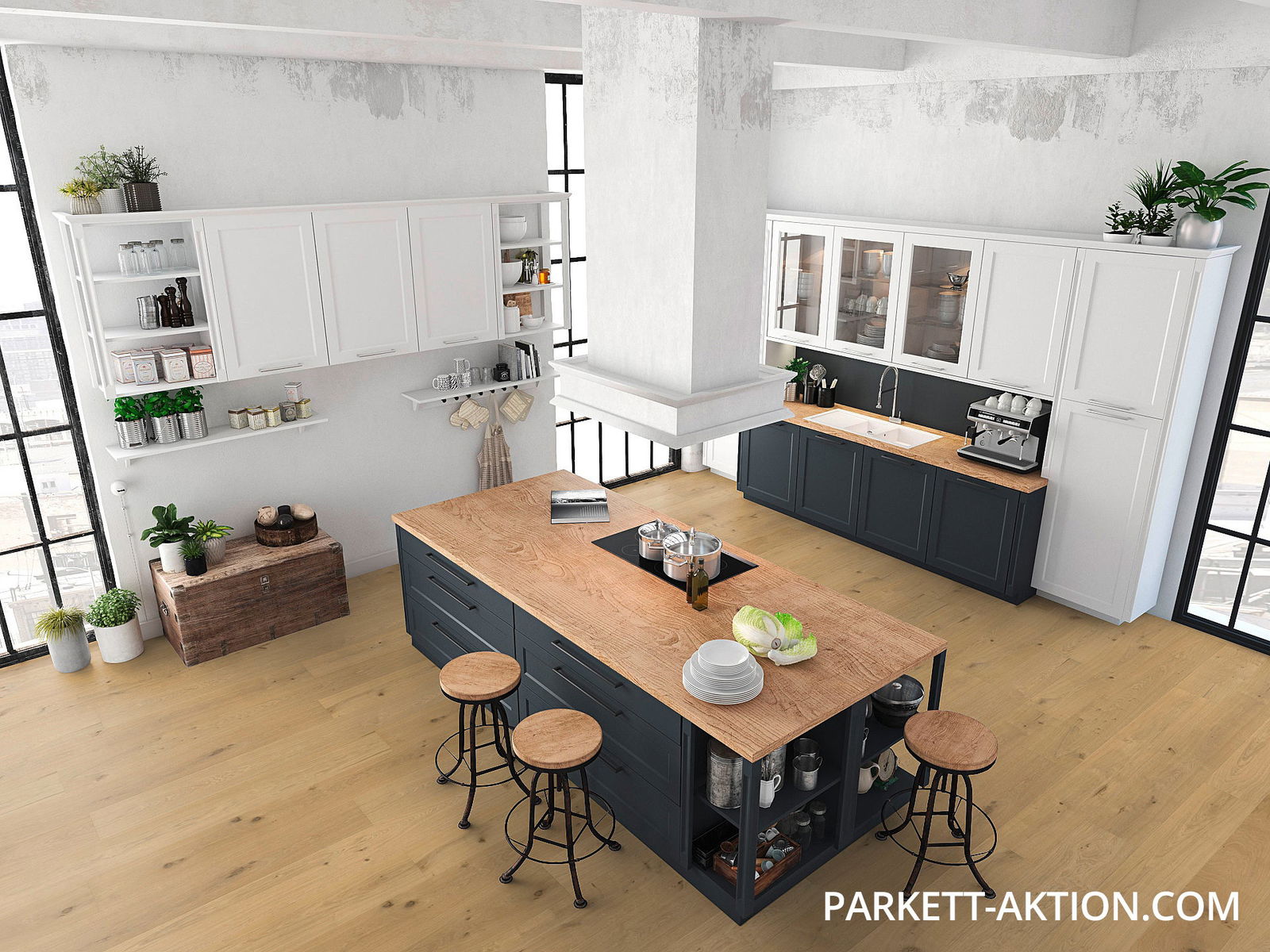 Klickparkett Landhausdiele Eiche astig plus gebürstet geölt Breitdielen