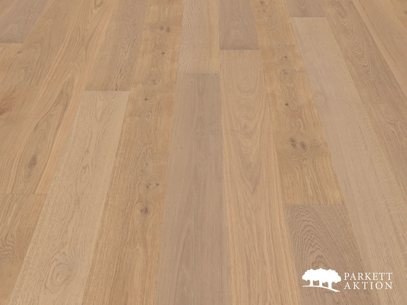 Fußbodenheizung Parkett Eiche astig markant kaschmir weiss matt lackiert