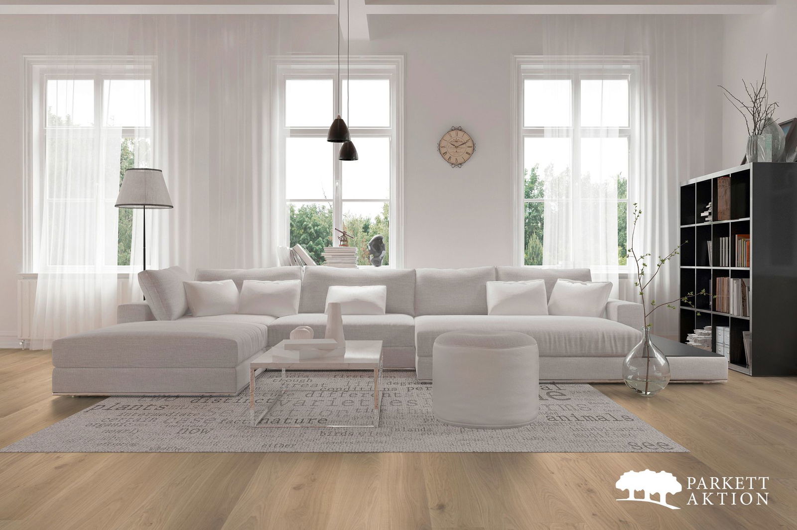 1-Stab Landhausdiele Eiche astig markatt brillant weiß geölt 2-Schicht Fertigparkett