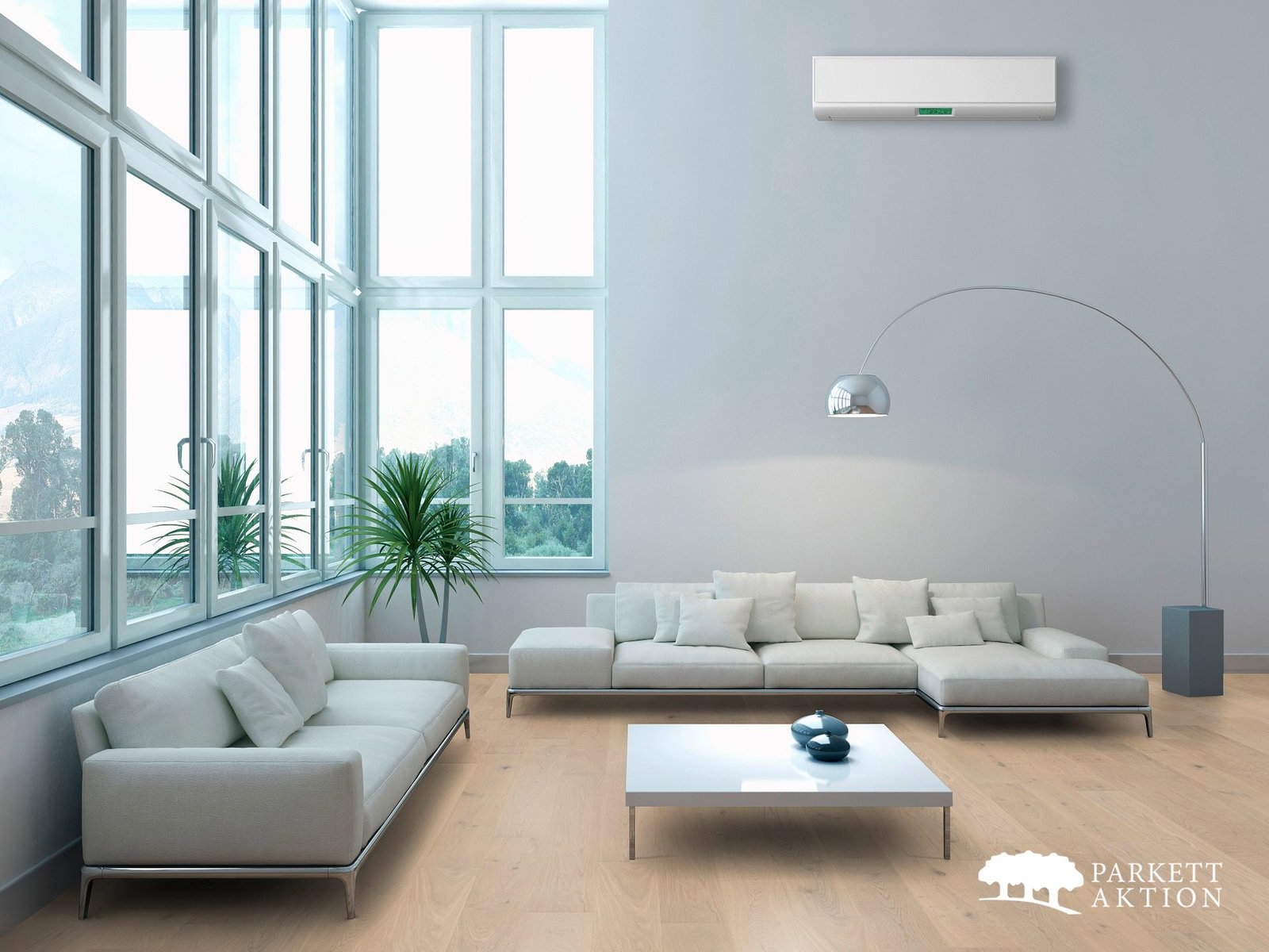 1-Stab Landhausdiele Eiche astig markatt edelweiß lackiert 2-Schicht Fertigparkett