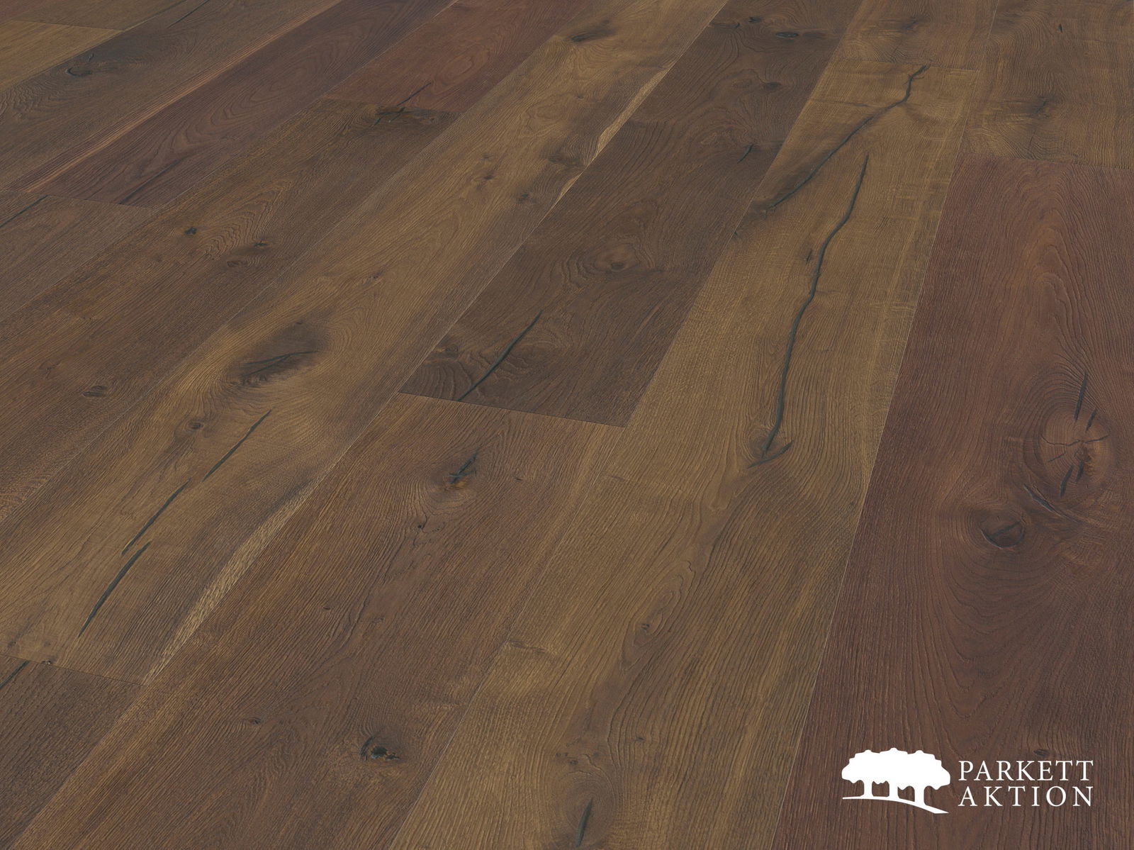 Altholzparkett Eiche braun geräuchert gebürstet geölt