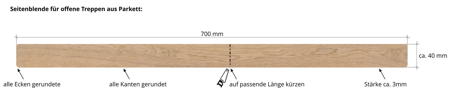 Seitenblende für offene Treppen aus Parkett 202203