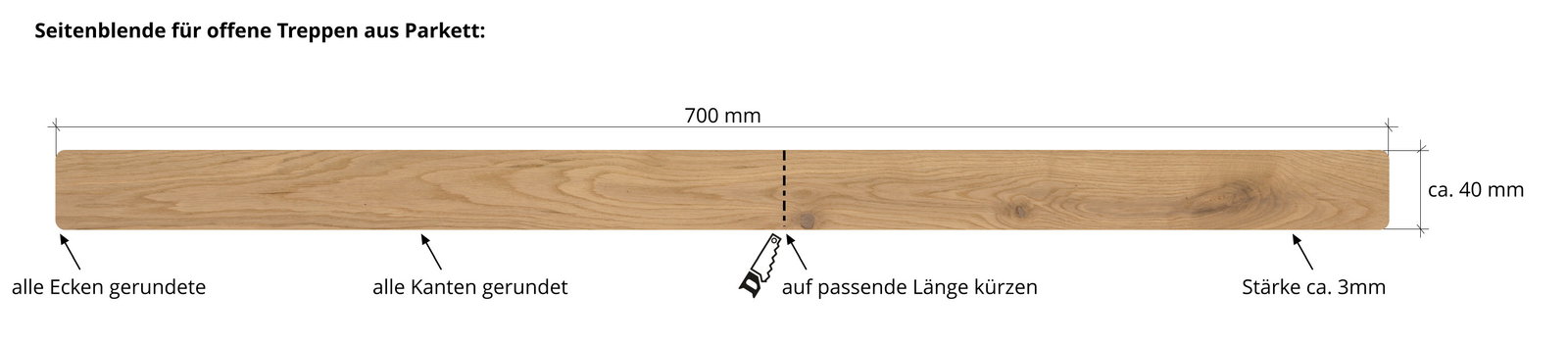 Seitenblende für offene Treppen aus Parkett 202202