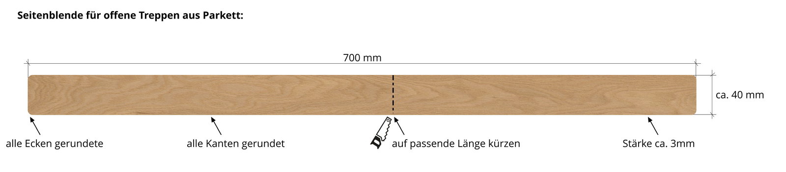 Seitenblende für offene Treppen aus Parkett 202201