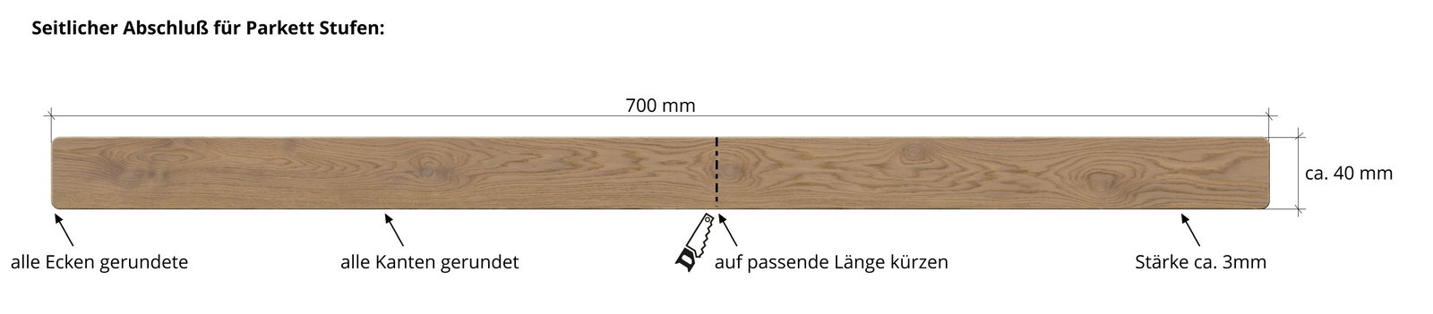 Seitenblende für offene Treppen aus Parkett 110602