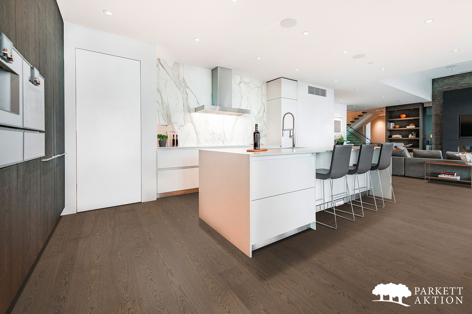 1-Stab Landhausdiele Eiche dunkelbraun lackiert mit Klick System