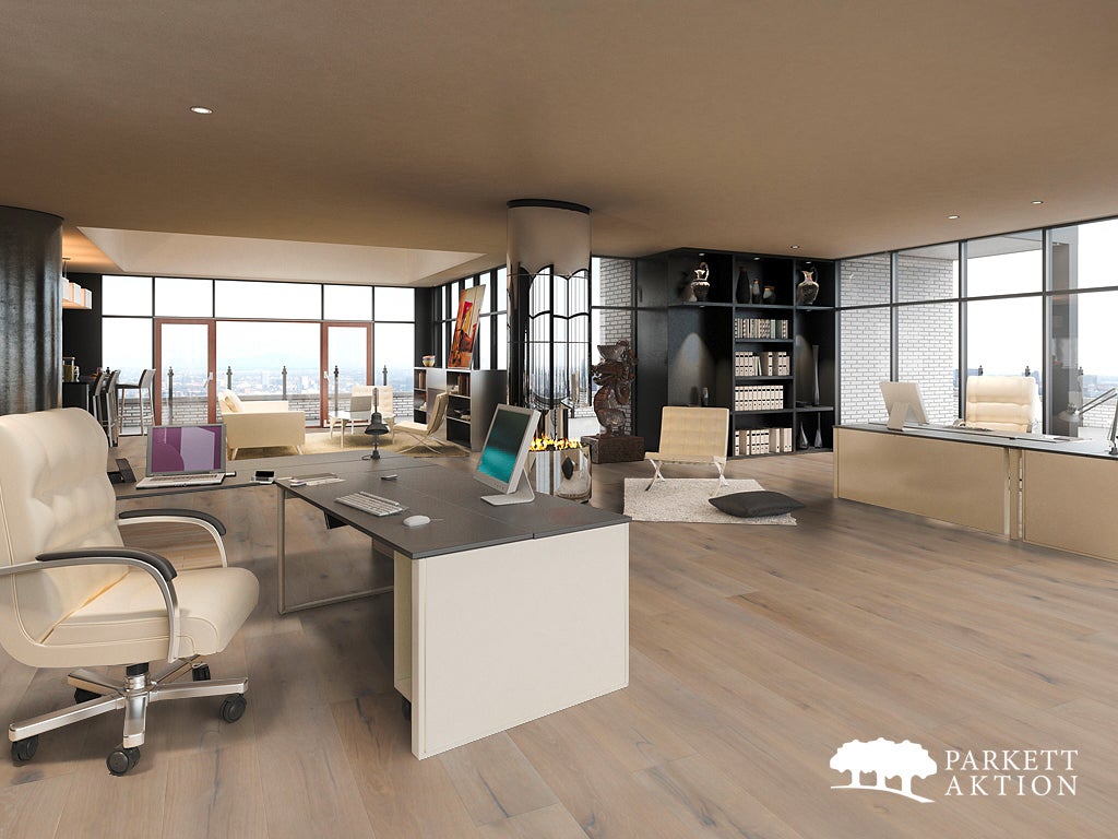 Parkett Großformat Eiche Country geräuchert gebürstet weiss geölt