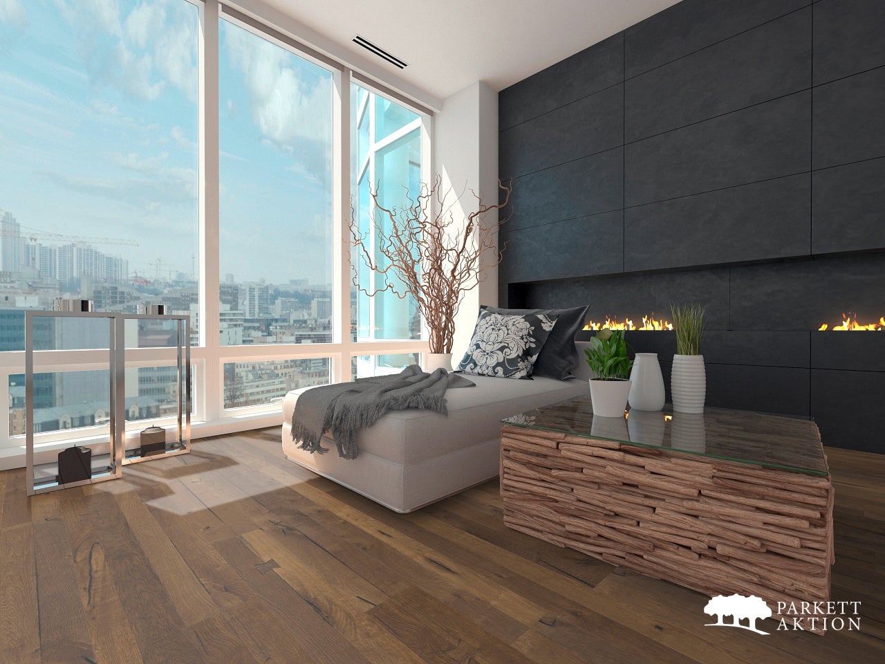 Altholz Design Parkett Eiche lehmbraun angeräuchert gebürstet Natur geölt mit Klick System