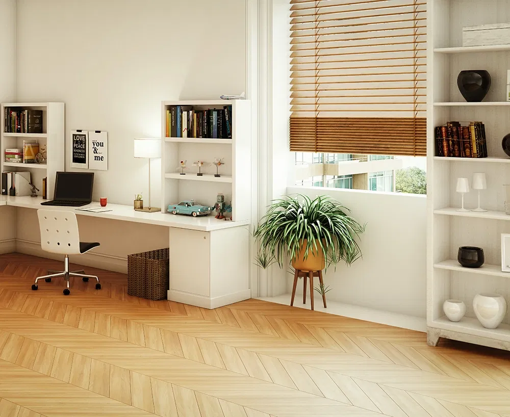 Parkett im Homeoffice verlegt