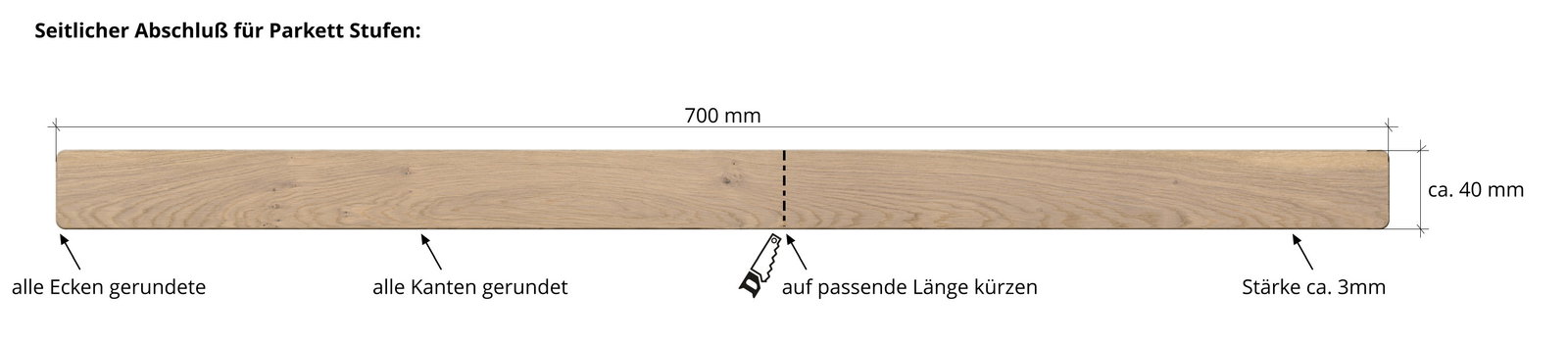 Seitenblende für offene Treppen aus Parkett 131212